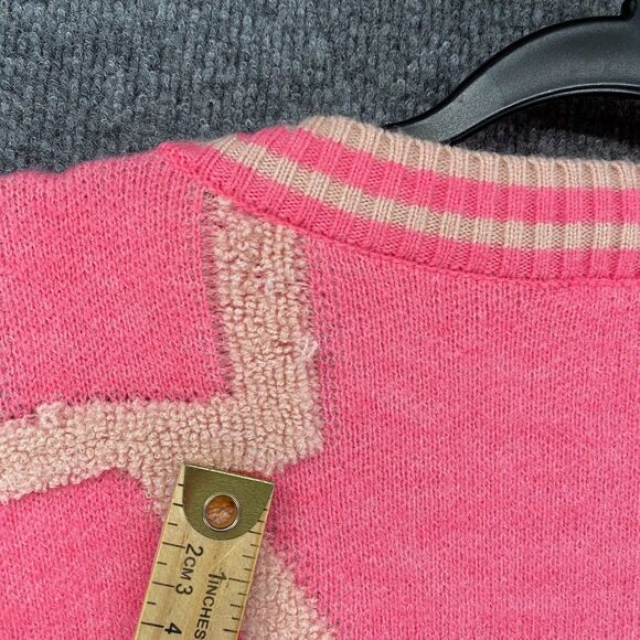 La Miel Reina Cardigan Sweater Womens L Pink Button Up Artsy Oversize Preppy - Picture 5 of 9